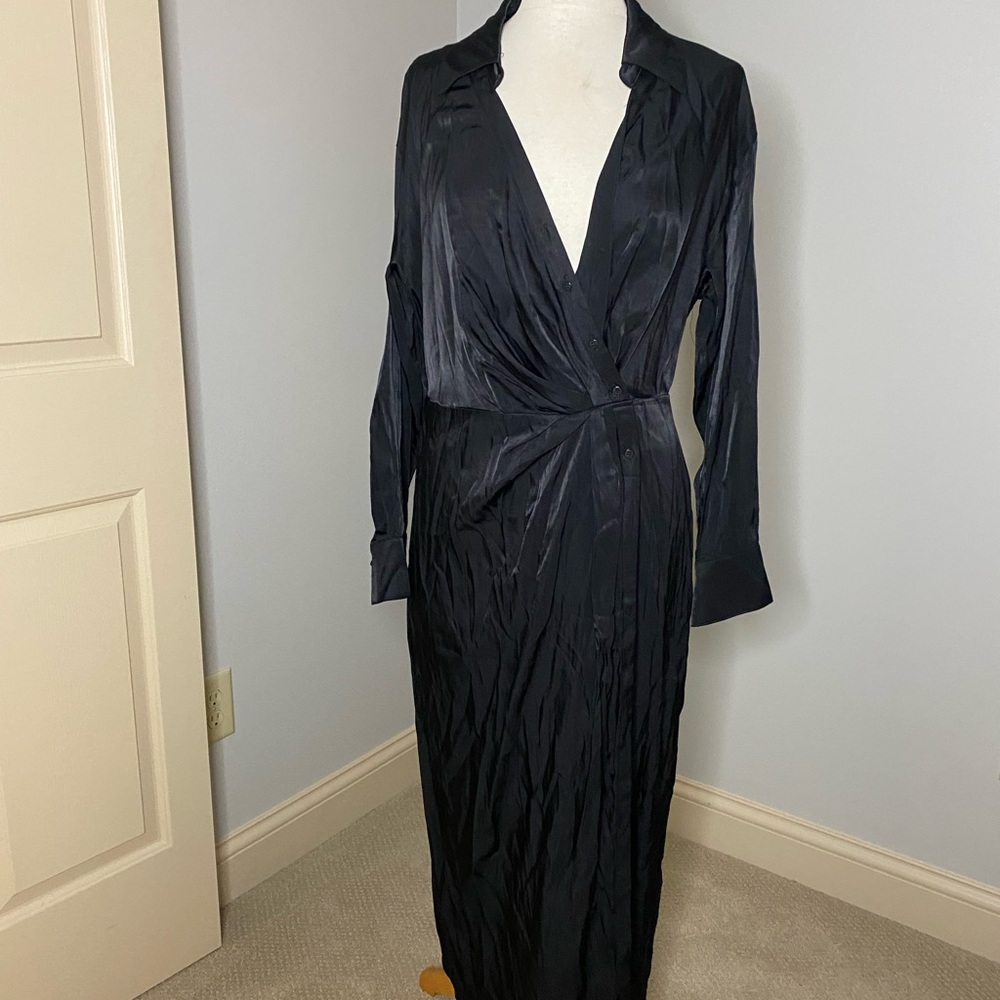 Silk feel long sleeve maxi dress